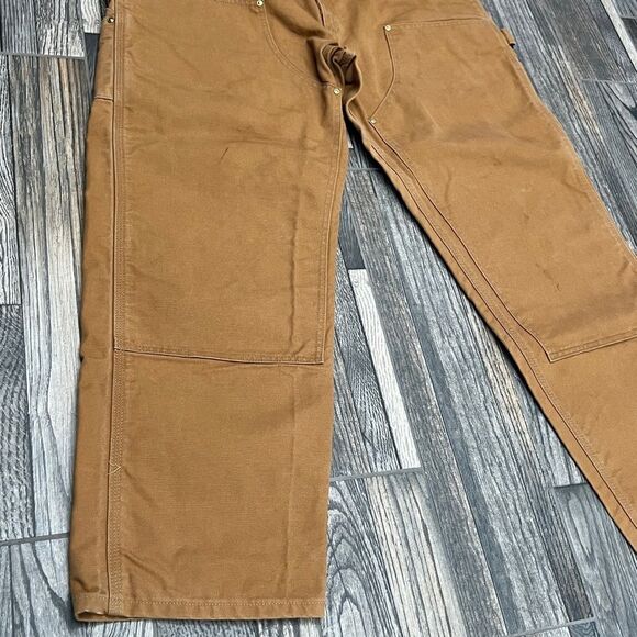 🔥🔥 Vintage CARHARTT DOUBLE KNEE Denim Canvas Workwear Cargo Pants Sz 44x32 - E - Picture 7 of 13